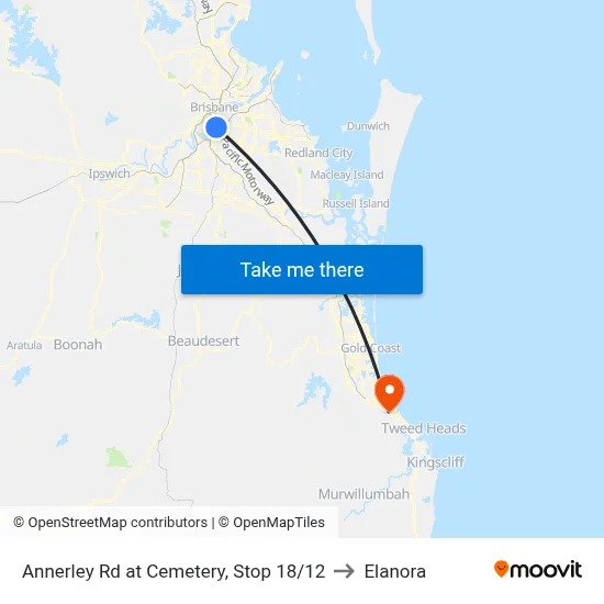 Annerley Rd at Cemetery, Stop 18/12 to Elanora map