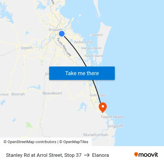 Stanley Rd at Arrol Street, Stop 37 to Elanora map