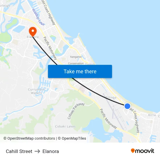 Cahill Street to Elanora map