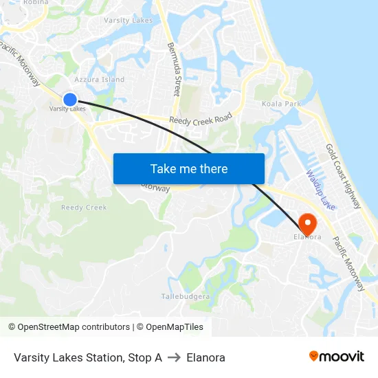 Varsity Lakes Station, Stop A to Elanora map