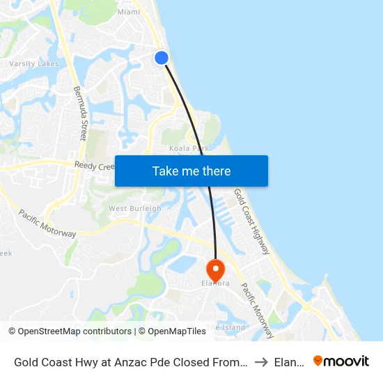 Gold Coast Hwy at Anzac Pde Closed From 21-04-26 to Elanora map