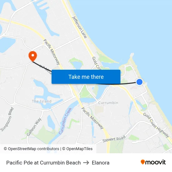Pacific Pde at Currumbin Beach to Elanora map