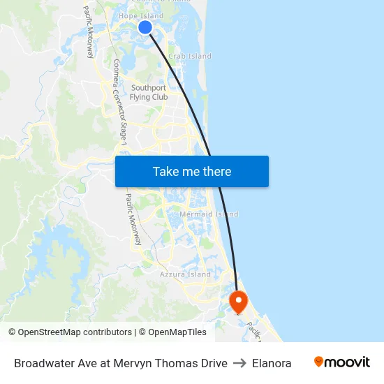 Broadwater Ave at Mervyn Thomas Drive to Elanora map
