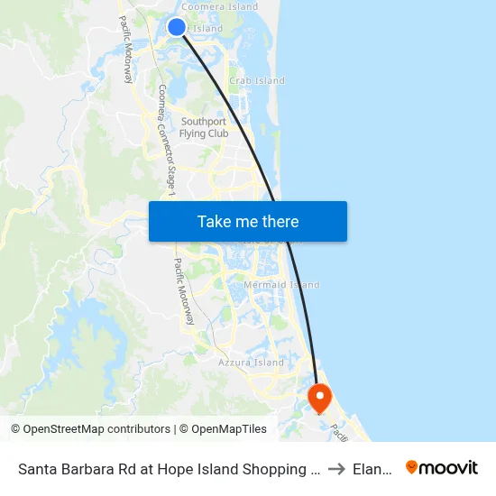 Santa Barbara Rd at Hope Island Shopping Centre to Elanora map