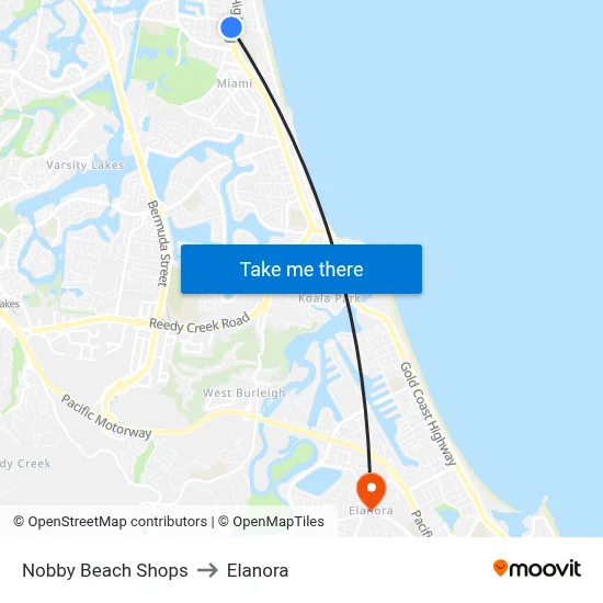 Nobby Beach Shops to Elanora map