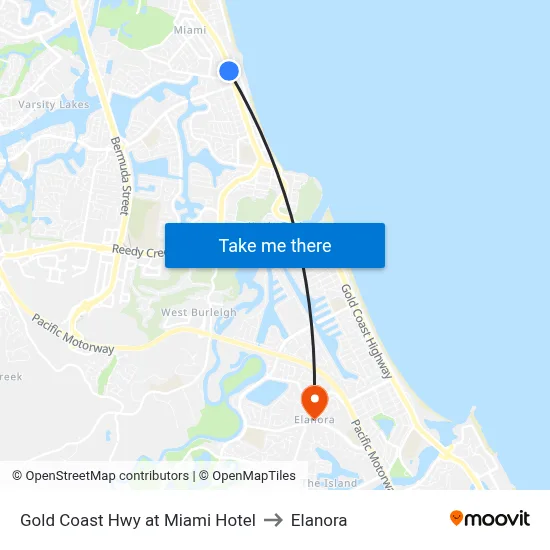 Gold Coast Hwy at Miami Hotel to Elanora map