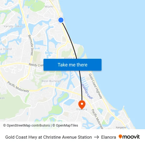 Gold Coast Hwy at Christine Avenue Station to Elanora map
