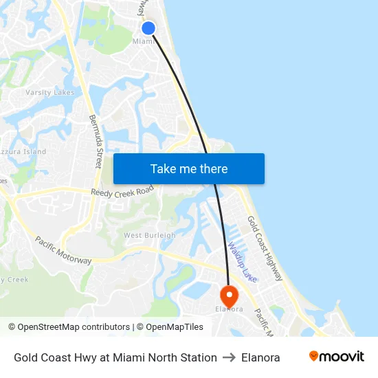 Gold Coast Hwy at Miami North Station to Elanora map
