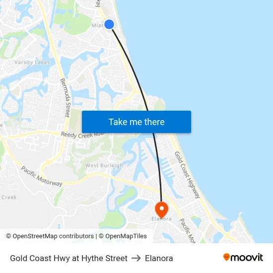 Gold Coast Hwy at Hythe Street to Elanora map