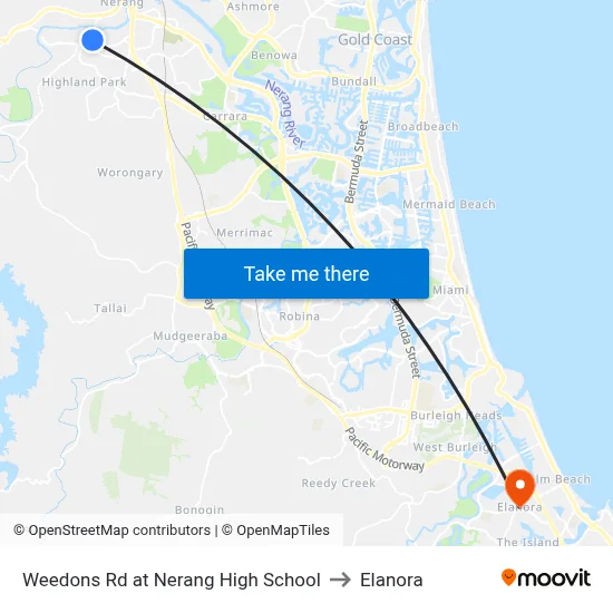 Weedons Rd at Nerang High School to Elanora map
