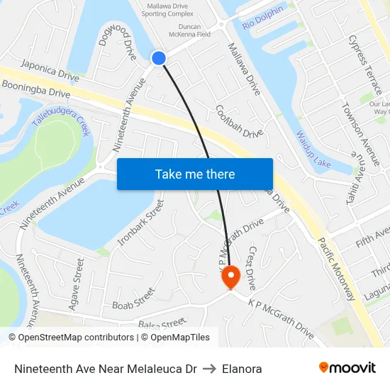 Nineteenth Ave Near Melaleuca Dr to Elanora map