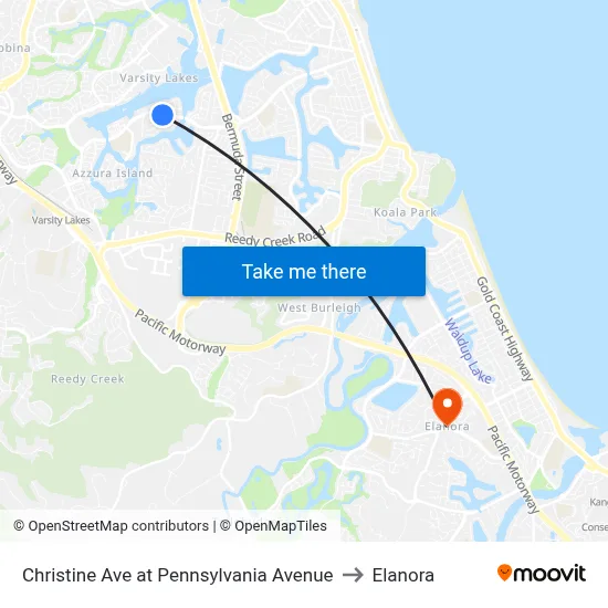 Christine Ave at Pennsylvania Avenue to Elanora map