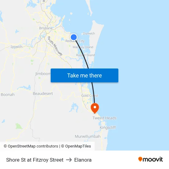 Shore St at Fitzroy Street to Elanora map