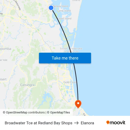 Broadwater Tce at Redland Bay Shops to Elanora map
