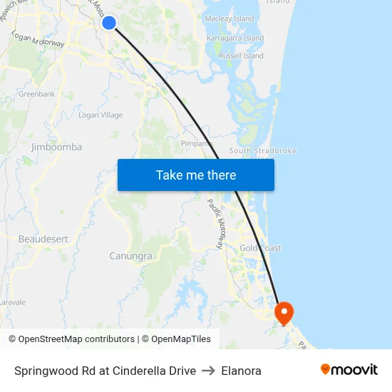 Springwood Rd at Cinderella Drive to Elanora map