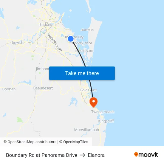 Boundary Rd at Panorama Drive to Elanora map