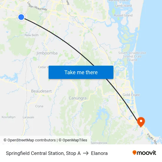 Springfield Central Station, Stop A to Elanora map