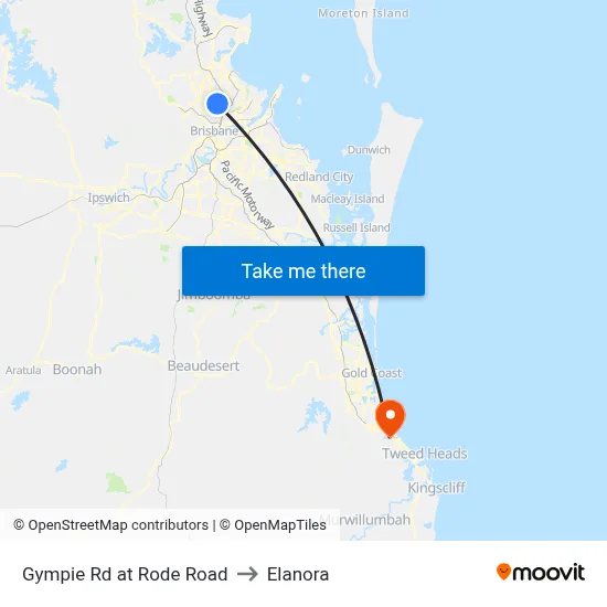 Gympie Rd at Rode Road to Elanora map