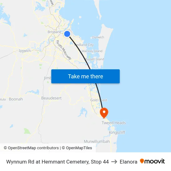 Wynnum Rd at Hemmant Cemetery, Stop 44 to Elanora map