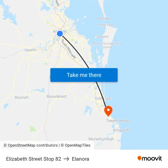 Elizabeth Street Stop 82 to Elanora map