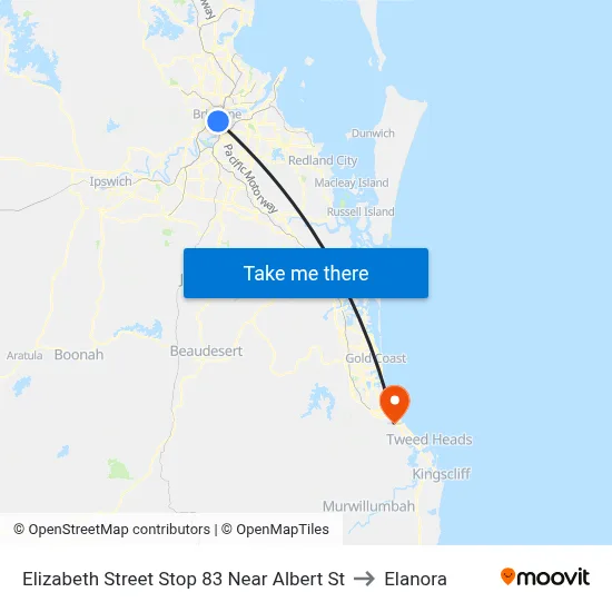 Elizabeth Street Stop 83 Near Albert St to Elanora map