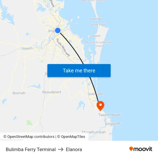 Bulimba Ferry Terminal to Elanora map