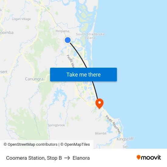 Coomera Station, Stop B to Elanora map