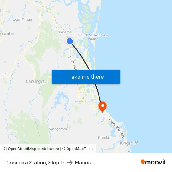 Coomera Station, Stop D to Elanora map