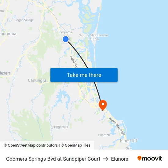 Coomera Springs Bvd at Sandpiper Court to Elanora map