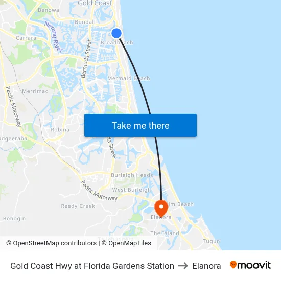 Gold Coast Hwy at Florida Gardens Station to Elanora map