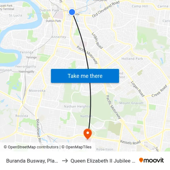 Buranda Busway, Platform 2 to Queen Elizabeth II Jubilee Hospital map