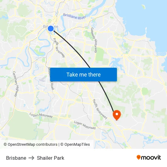 Brisbane to Shailer Park map