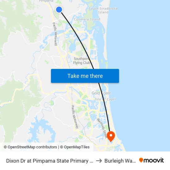 Dixon Dr at Pimpama State Primary College to Burleigh Waters map