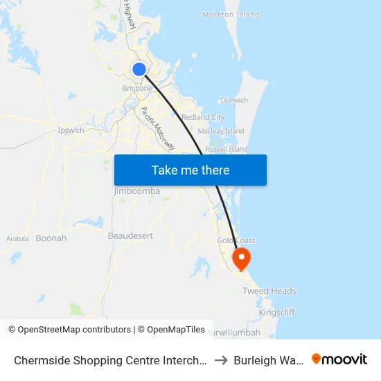 Chermside Shopping Centre Interchange H to Burleigh Waters map