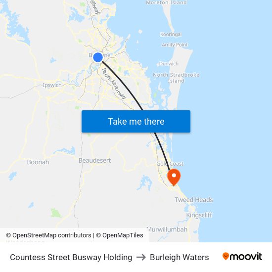 Countess Street Busway Holding to Burleigh Waters map
