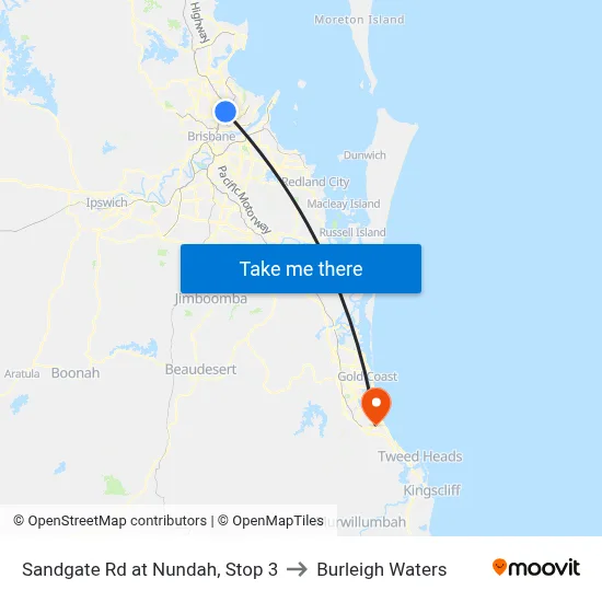Sandgate Rd at Nundah, Stop 3 to Burleigh Waters map