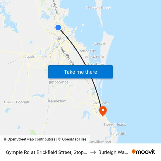 Gympie Rd at Brickfield Street, Stop 45/44 to Burleigh Waters map