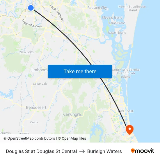 Douglas St at Douglas St Central to Burleigh Waters map