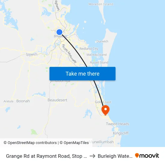 Grange Rd at Raymont Road, Stop 27 to Burleigh Waters map