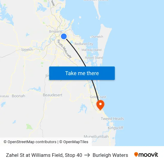 Zahel St at Williams Field, Stop 40 to Burleigh Waters map