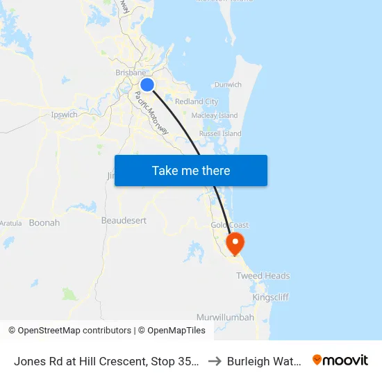 Jones Rd at Hill Crescent, Stop 35/36 to Burleigh Waters map