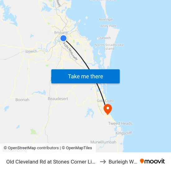 Old Cleveland Rd at Stones Corner Library, Stop 17 to Burleigh Waters map