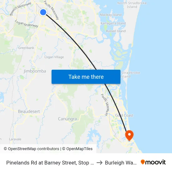 Pinelands Rd at Barney Street, Stop 70/71 to Burleigh Waters map