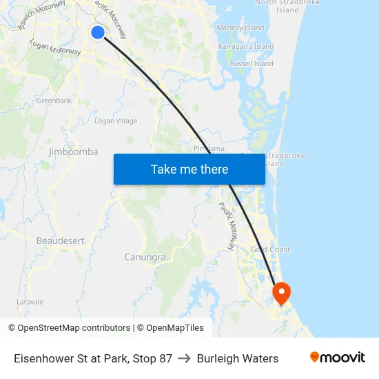 Eisenhower St at Park, Stop 87 to Burleigh Waters map