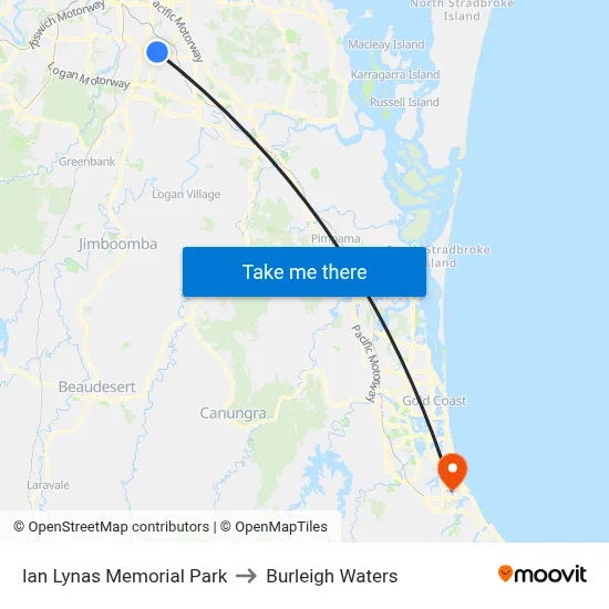 Ian Lynas Memorial Park to Burleigh Waters map