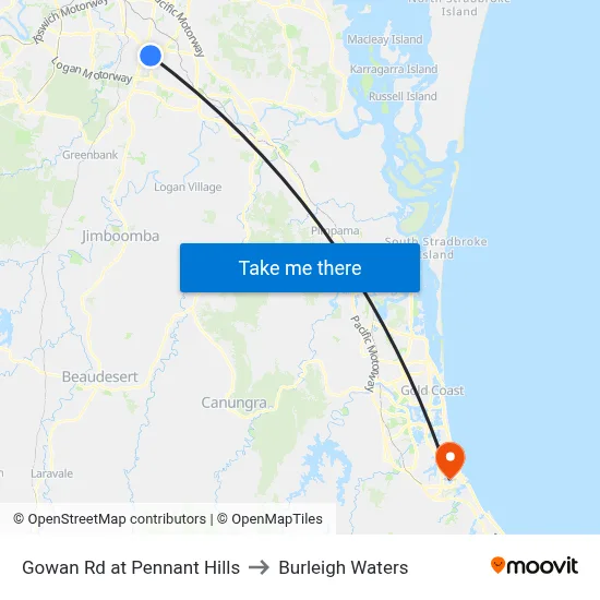 Gowan Rd at Pennant Hills to Burleigh Waters map