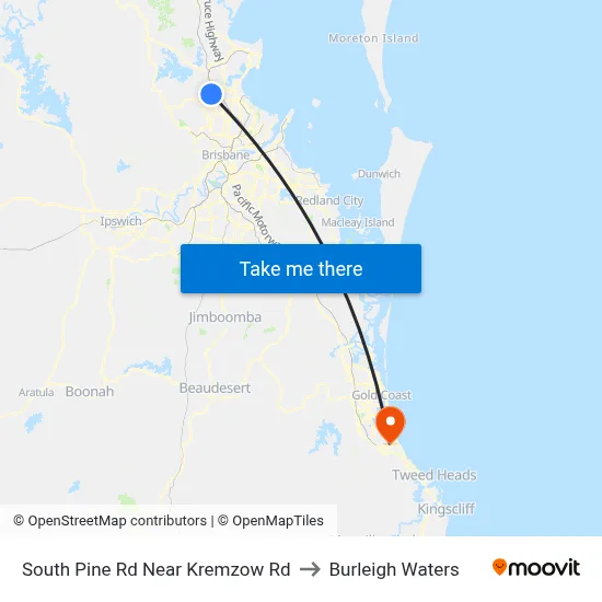 South Pine Rd Near Kremzow Rd to Burleigh Waters map