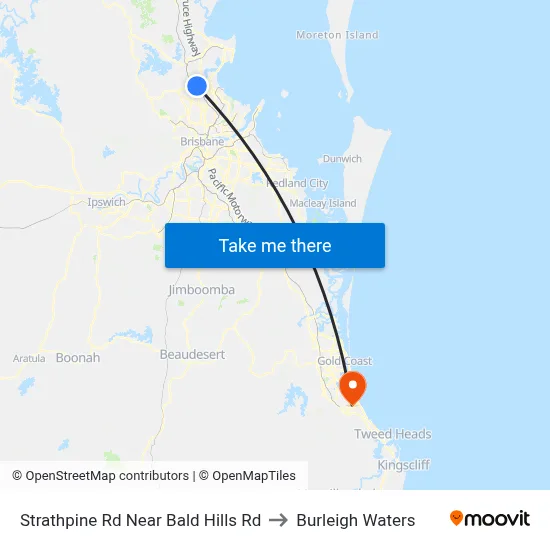 Strathpine Rd Near Bald Hills Rd to Burleigh Waters map