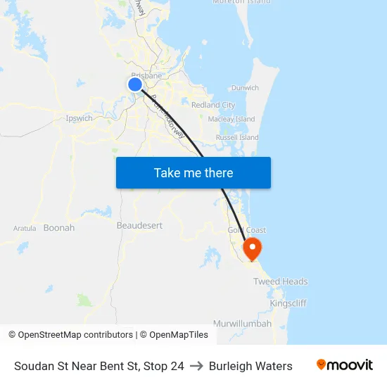 Soudan St Near Bent St, Stop 24 to Burleigh Waters map