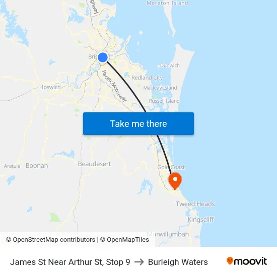 James St Near Arthur St, Stop 9 to Burleigh Waters map